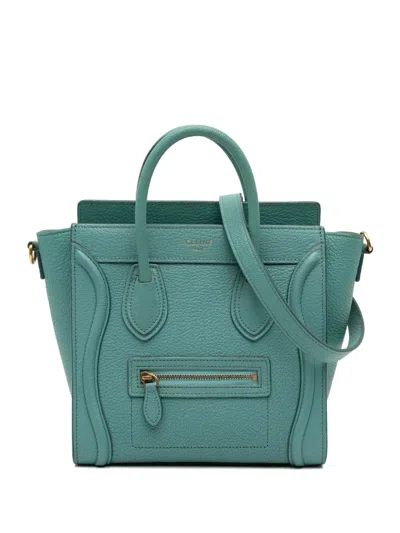 Pre-owned Celine 2010-2025 Nano Goatskin Luggage Tote Satchel In Blue