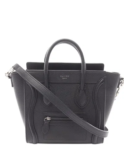 Pre-owned Celine 2010-2025 Nano Leather Luggage Tote Satchel In Black