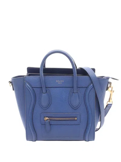 Pre-owned Celine 2010-2025 Nano Leather Luggage Tote Satchel In Blue