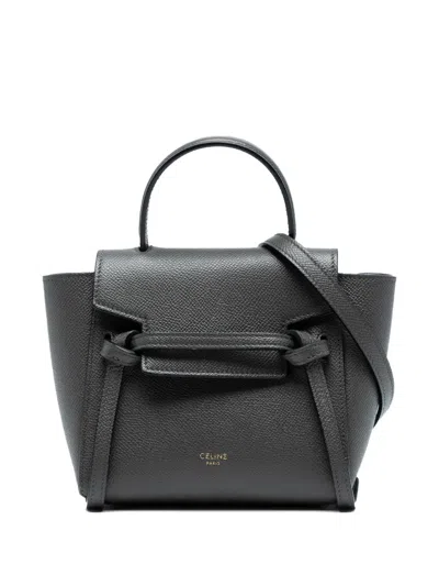 Pre-owned Celine 2010-2025 Pico Grained Calfskin Belt Bag Satchel In Gray