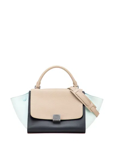 Pre-owned Celine 2010-2025 Small Tricolor Leather Trapeze Satchel In Black
