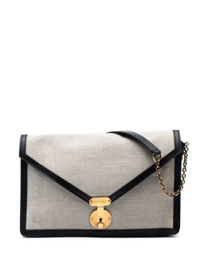 Pre-owned Celine 2010 Canvas And Calfskin Crossbody Bag In Brown