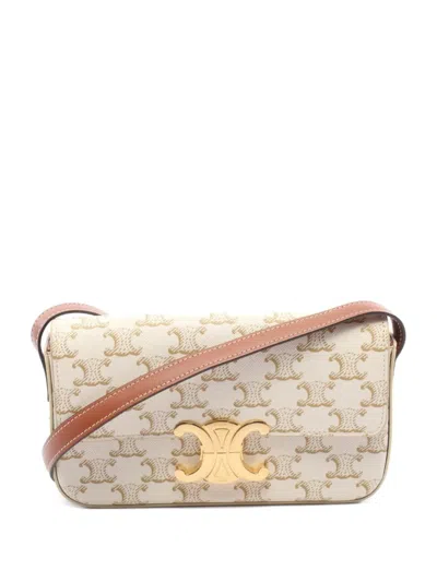 Pre-owned Celine 2010 Claude Triomphe Shoulder Bag In White