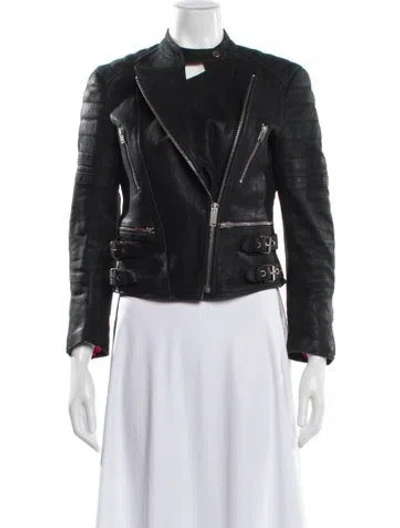 Pre-owned Celine 2010's Lambskin Biker Jacket In Gray