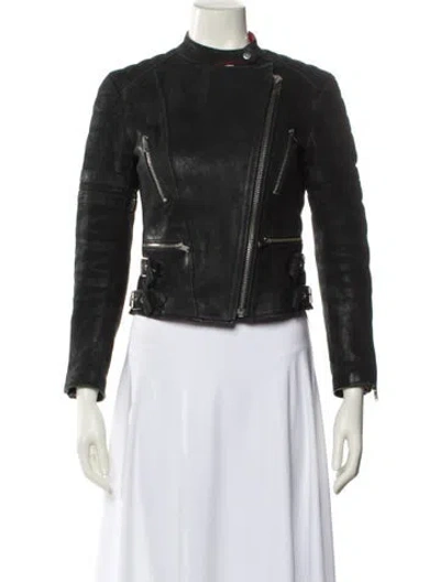Pre-owned Celine 2010's Leather Biker Jacket In Black