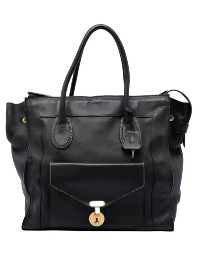 Pre-owned Celine 2010 Leather Envelope Luggage Tote Bag In Black