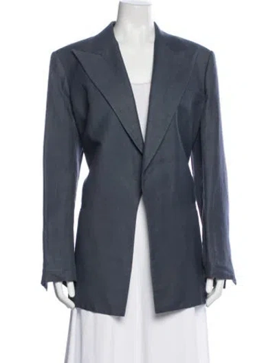 Pre-owned Celine 2010's Linen Blazer In Blue