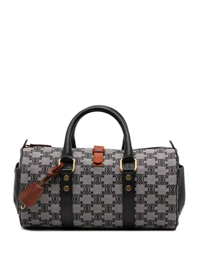 Pre-owned Celine 2010 Macadam Canvas Boston Bag In Gray