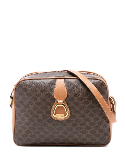 Pre-owned Celine 2010 Macadam Coated Canvas Crossbody Bag In Brown
