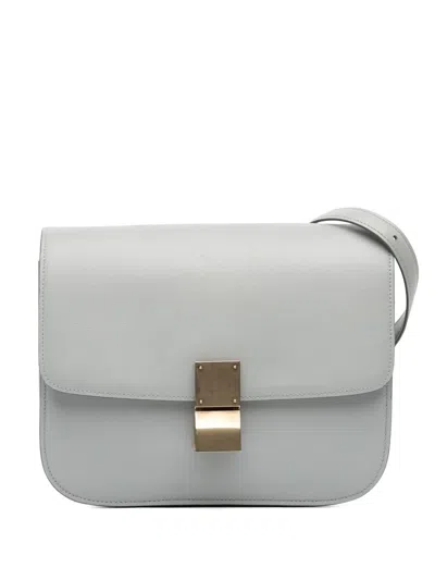 Pre-owned Celine 2010 Medium Calfskin Classic Box Crossbody Bag In Gray