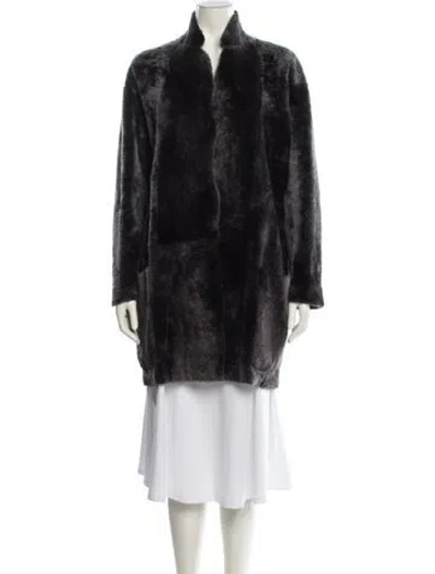 Pre-owned Celine 2010's Shearling Fur Coat In Gray
