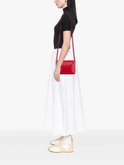 Pre-owned Celine 2010 Small Lambskin Trio Crossbody Bag In Red
