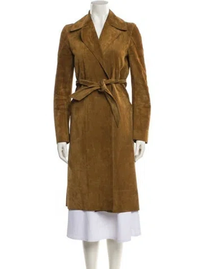 Pre-owned Celine 2010's Suede Trench Coat In Brown