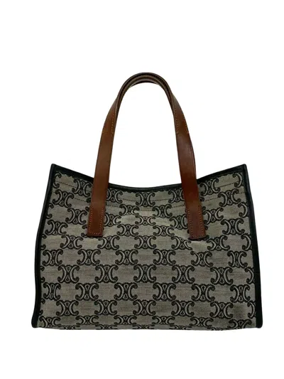 Pre-owned Celine 2010 Triomphe Canvas Tote Bag In Gray