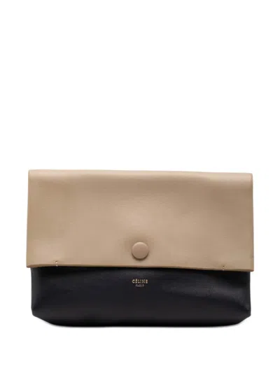 Pre-owned Celine 2010-2016 Bicolor Leather All Soft Pouch In Black