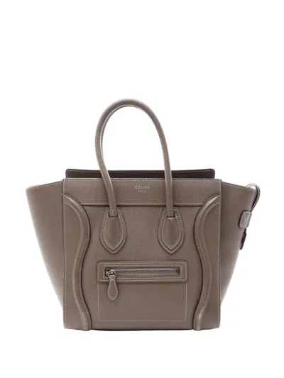 Pre-owned Celine 2010-2018 Micro Luggage Tote Bag In Gray