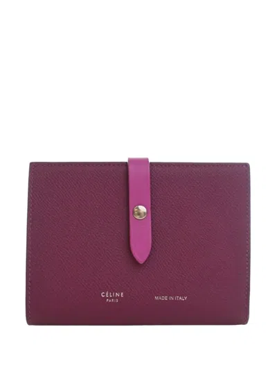 Pre-owned Celine 2010-2026 Bicolor Grained Calfskin Multifunction Strap Wallet Small Wallets In Purple