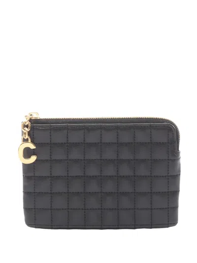 Pre-owned Celine 2010-2026 C Chain Quilted Coin Pouch In Black
