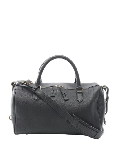 Pre-owned Celine 2010-2026 Grained Leather Asymmetrical Duffle Bag Satchel In Black