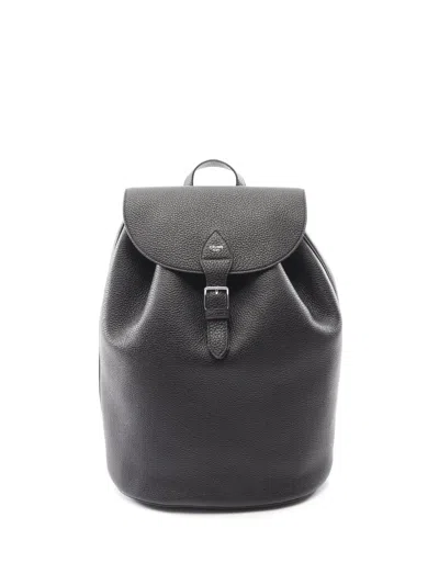 Pre-owned Celine 2010-2026 Large Leather Folco Backpack In Black