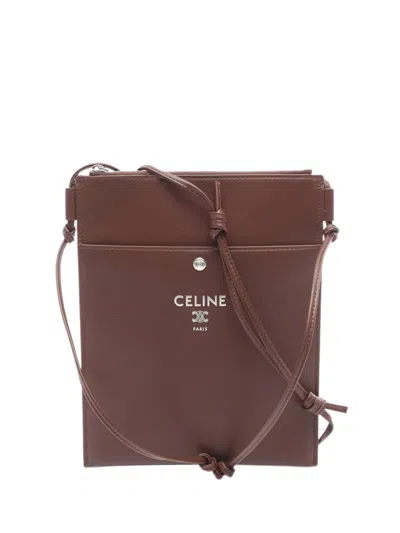 Pre-owned Celine 2010-2026 Leather Sharp Pouch Take Away Crossbody Bag In Brown