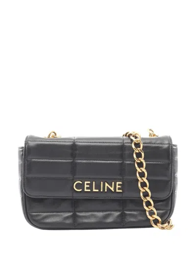 Pre-owned Celine 2010-2026 Matelasse Goatskin Monochrome Chain Shoulder Bag In Black