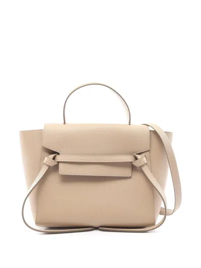 Pre-owned Celine 2010-2026 Micro Calfskin Belt Satchel In Neutrals