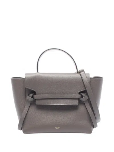Pre-owned Celine 2010-2026 Micro Grained Calfskin Belt Bag Satchel In Grey