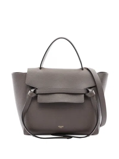 Pre-owned Celine 2010-2026 Micro Grained Calfskin Belt Bag Satchel In Grey