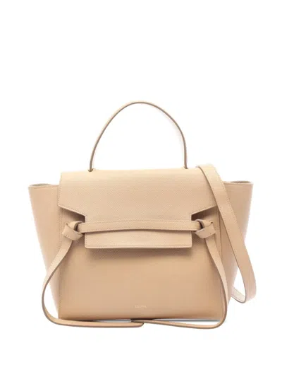 Pre-owned Celine 2010-2026 Micro Grained Calfskin Belt Bag Satchel In Neutrals