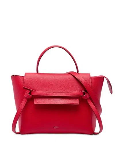 Pre-owned Celine 2010-2026 Micro Grained Calfskin Belt Bag Satchel In Red