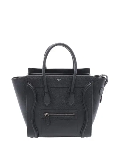 Pre-owned Celine 2010-2026 Micro Leather Luggage Tote Bag In Black