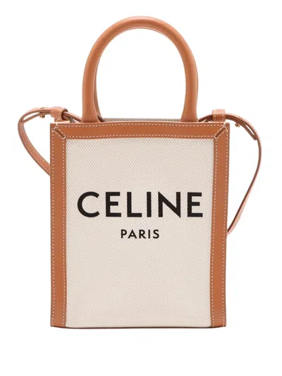 Pre-owned Celine 2010-2026 Mini Canvas Vertical Cabas Tote Satchel In Brown