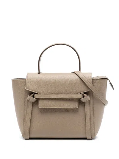 Pre-owned Celine 2010-2026 Nano Grained Calfskin Belt Bag Satchel In Brown