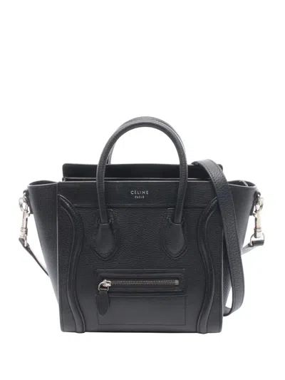 Pre-owned Celine 2010-2026 Nano Leather Luggage Tote Satchel In Black
