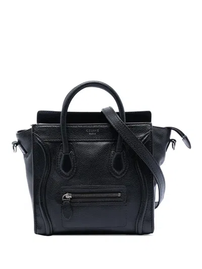 Pre-owned Celine 2010-2026 Nano Leather Luggage Tote Satchel In Black