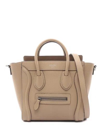 Pre-owned Celine 2010-2026 Nano Leather Luggage Tote Satchel In Brown