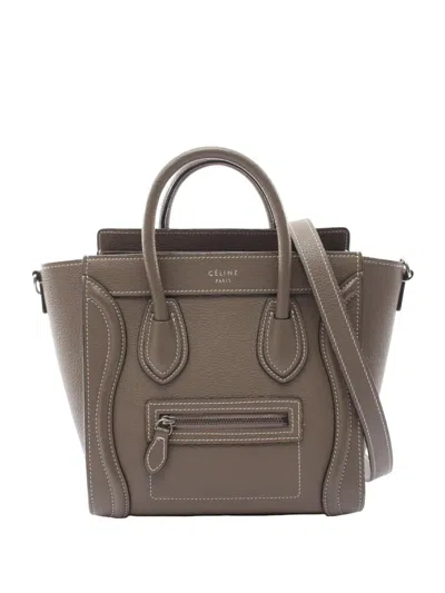 Pre-owned Celine 2010-2026 Nano Leather Luggage Tote Satchel In Brown
