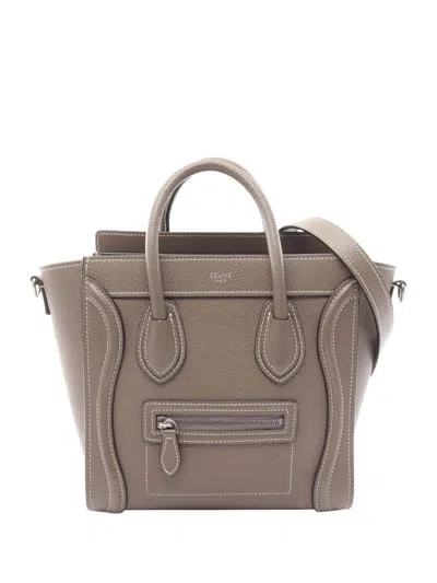 Pre-owned Celine 2010-2026 Nano Leather Luggage Tote Satchel In Brown