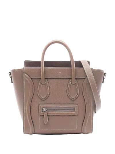 Pre-owned Celine 2010-2026 Nano Leather Luggage Tote Satchel In Brown