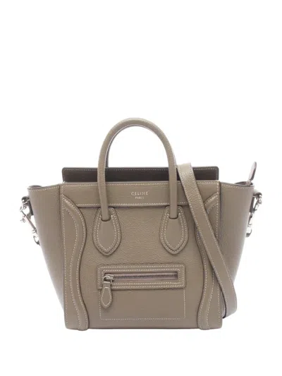 Pre-owned Celine 2010-2026 Nano Leather Luggage Tote Satchel In Gray
