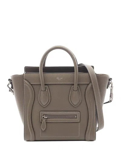 Pre-owned Celine 2010-2026 Nano Leather Luggage Tote Satchel In Gray