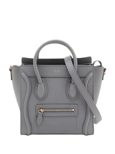 Pre-owned Celine 2010-2026 Nano Leather Luggage Tote Satchel In Grey