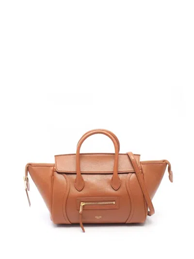 Pre-owned Celine 2010-2026 Small Calfskin Little Luggage Top Handle Bag Satchel In Brown