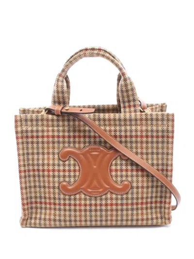 Pre-owned Celine 2010-2026 Small Tweed Triomphe Cabas Thais Tote Satchel In Neutral