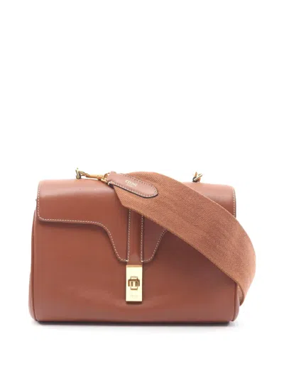 Pre-owned Celine 2010-2026 Teen Smooth Calfskin Soft 16 Crossbody Bag In Brown