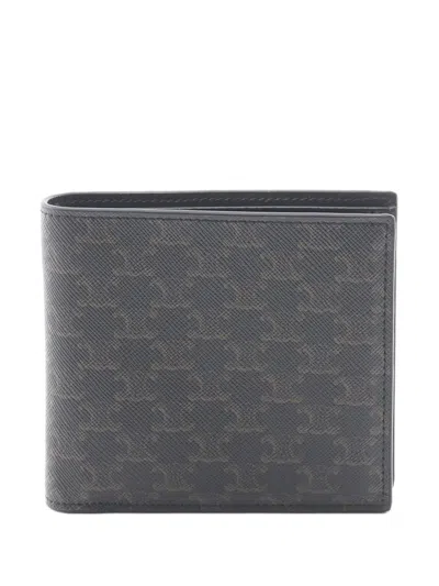 Pre-owned Celine 2010-2026 Triomphe Coated Canvas Wallet Small Wallets In Black