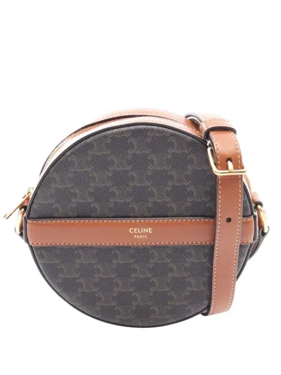 Pre-owned Celine 2010-2026 Triomphe Round Purse Crossbody Bag In Black