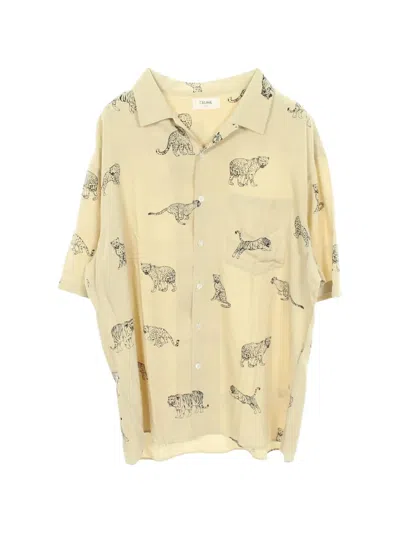 Pre-owned Celine 2010s Animal-print Shirt In Yellow