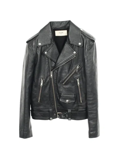 Pre-owned Celine 2010s Biker Leather Jacket In Black